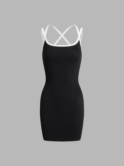Back Cross Bodycon Short Dress