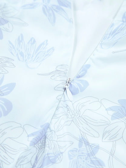 Floral Ruched Midi Corset Dress