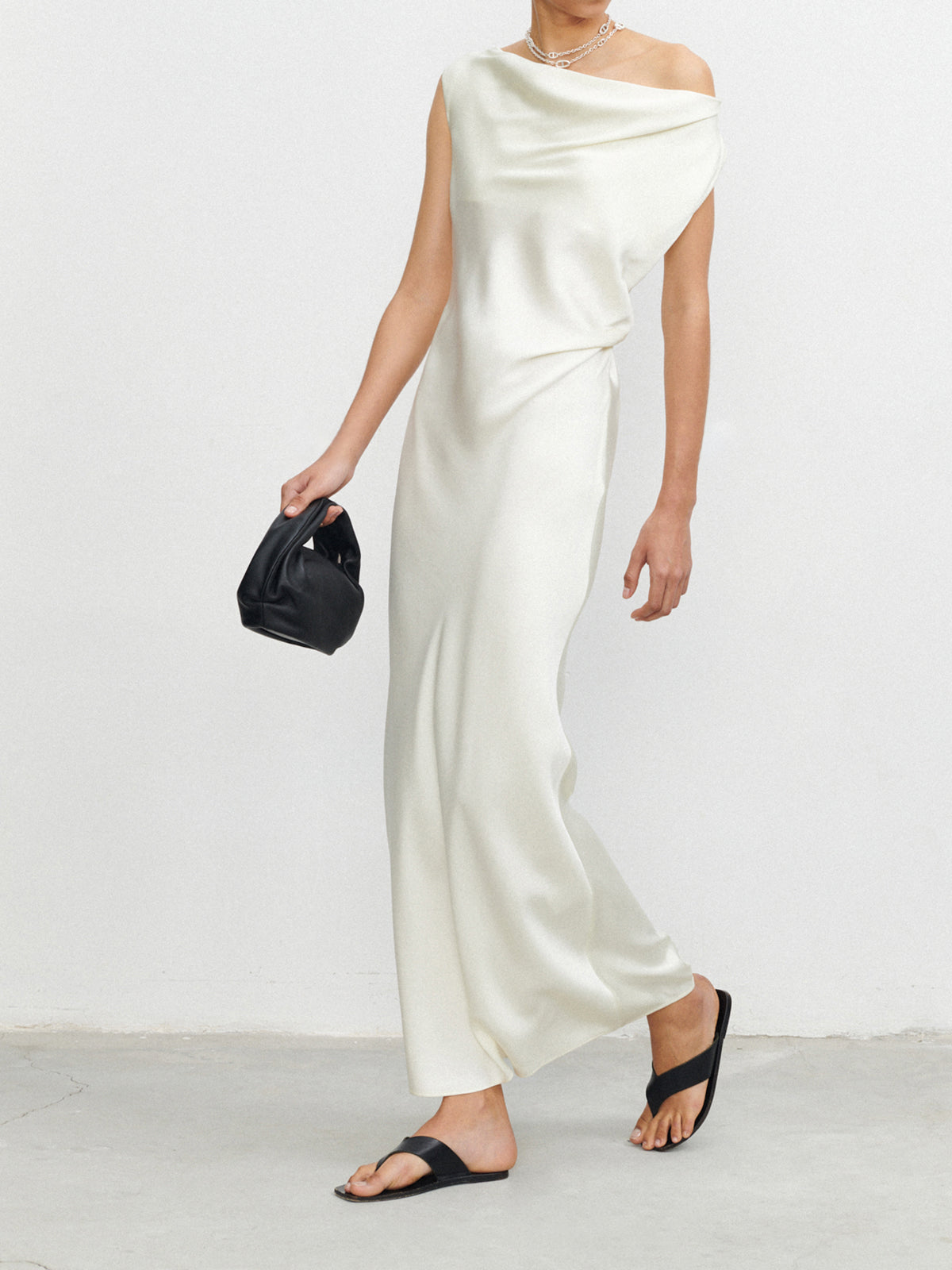 Asymmetrical Neck One Shoulder Long Dress