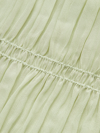 Semi-Sheer Strappy Pleated Dress