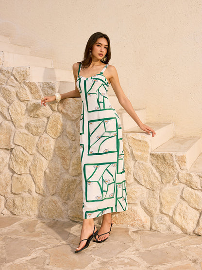 Geometric Print Maxi Dress