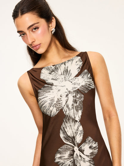 Floral Print Tied Backless Dress