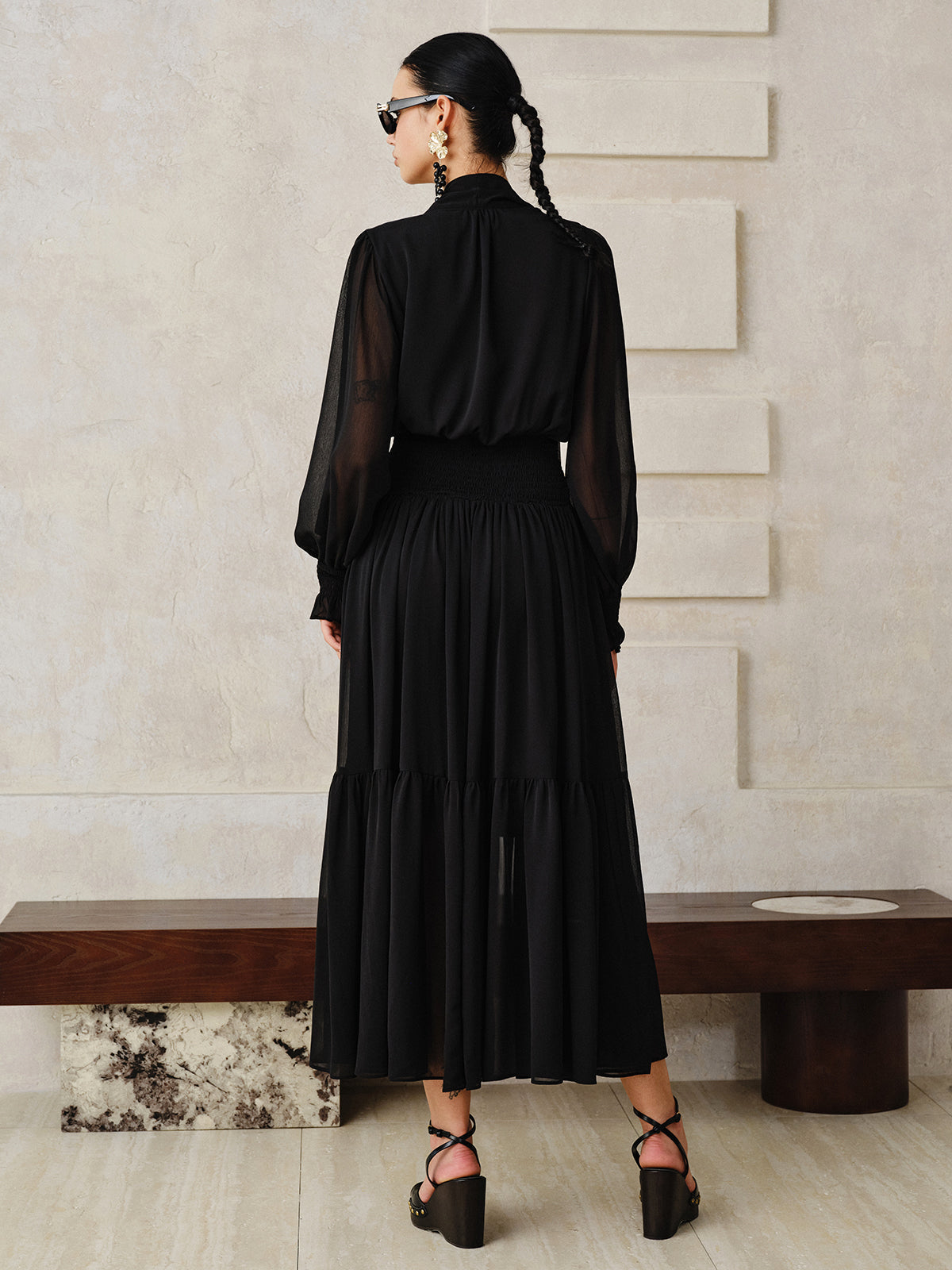 Chiffon Maxi Dress with Scarf