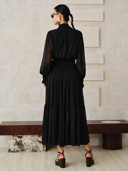 Chiffon Maxi Dress with Scarf