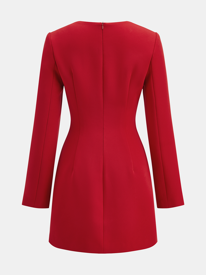 Square Neck Button Front Mini Dress