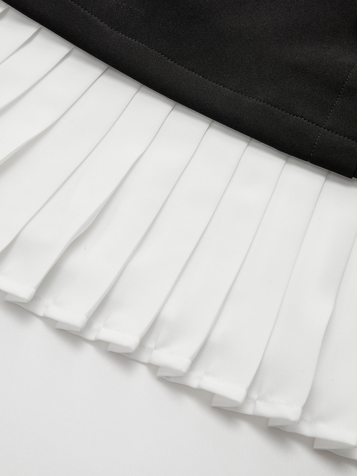 Pleated Hem Panel Asymmetric Metal Detail Mini Dress