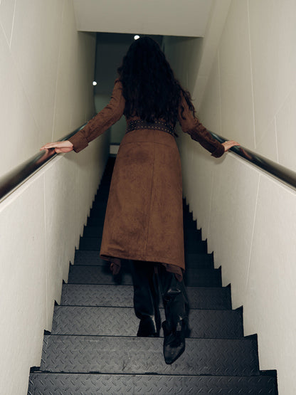 Suede Effect Shirt Dress without Belt