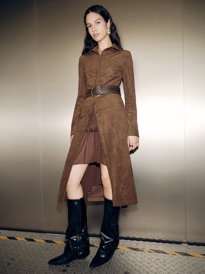 Suede Effect Shirt Dress without Belt