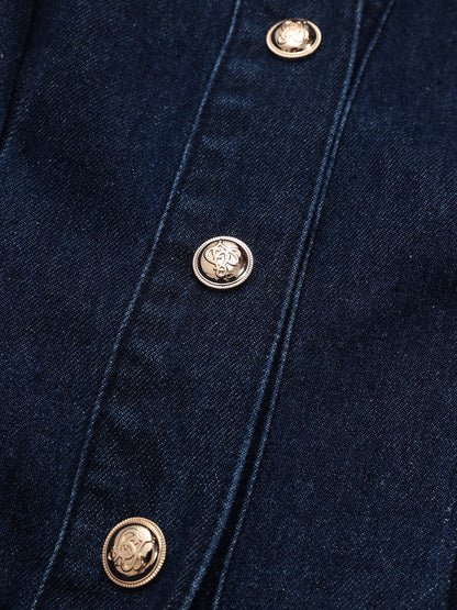 Belted Button-Front Denim Shirt Dress