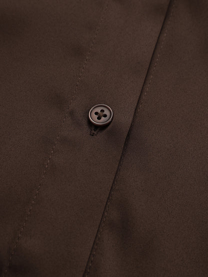 Ribbed Knit Panel Belted Shirt Dress