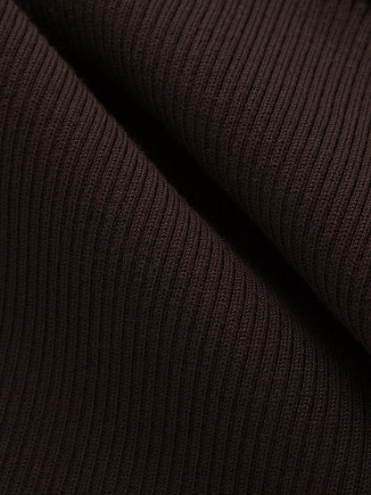 Ribbed Knit Panel Belted Shirt Dress
