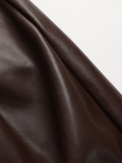 Faux Leather Sweetheart Neckline Slip Midi Dress