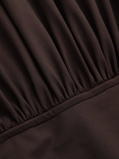 Long-Sleeve Ruched Waist Mermaid Maxi Dress