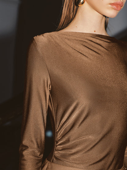 Button Detail Long-Sleeve Mini Dress