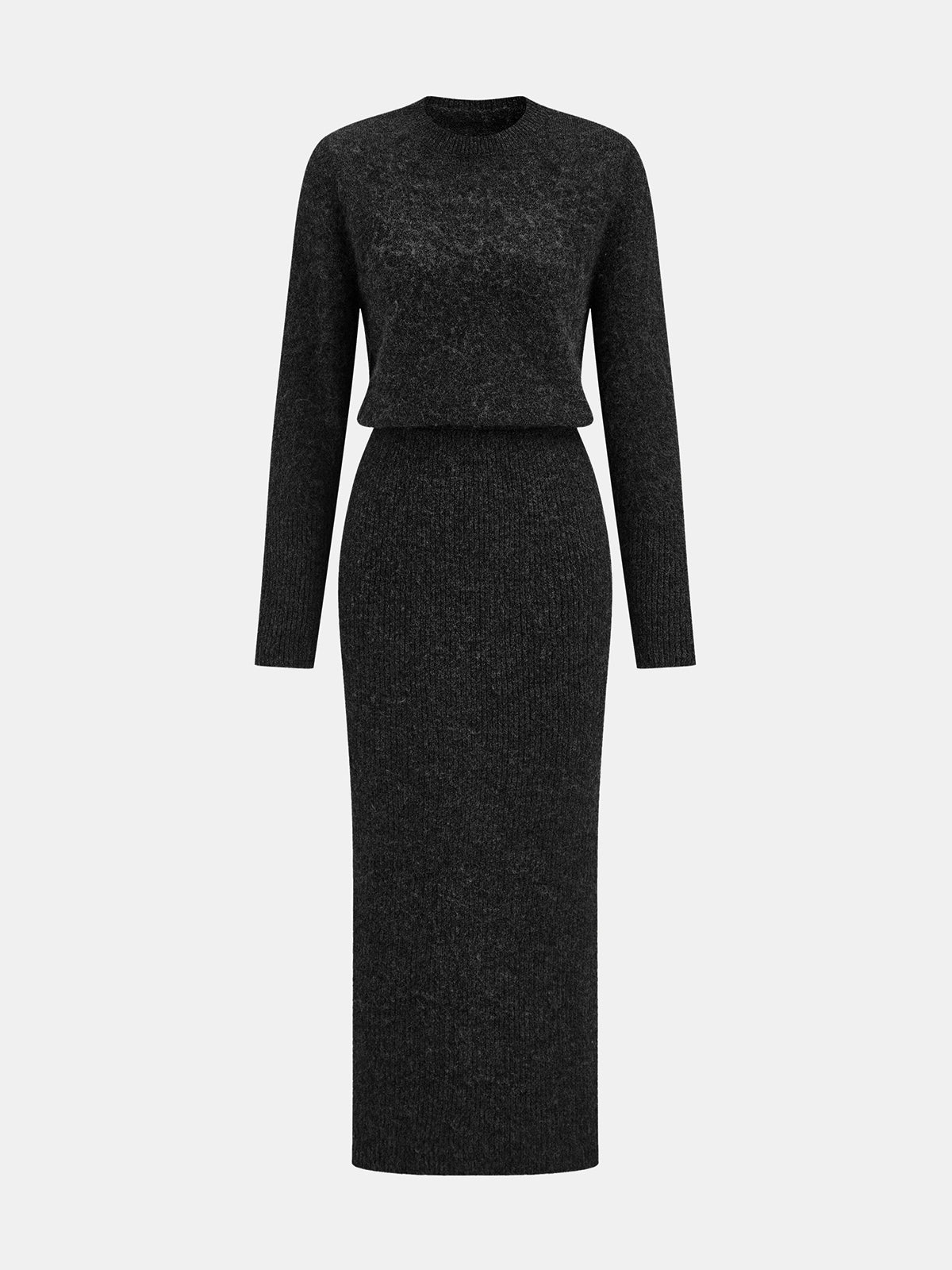 Wool-Blend Fuzzy Midi Dress