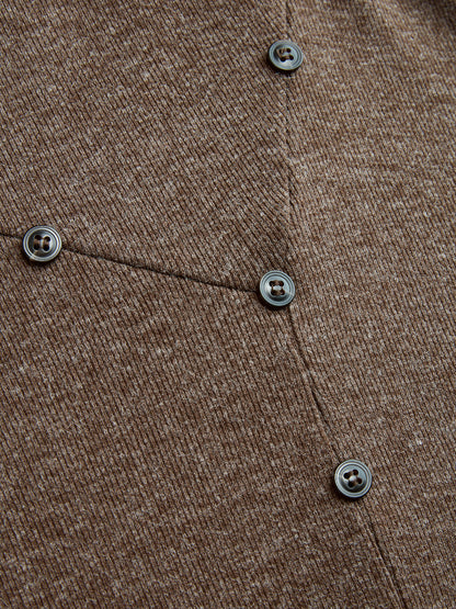 Asymmetric Button-Detail Dress