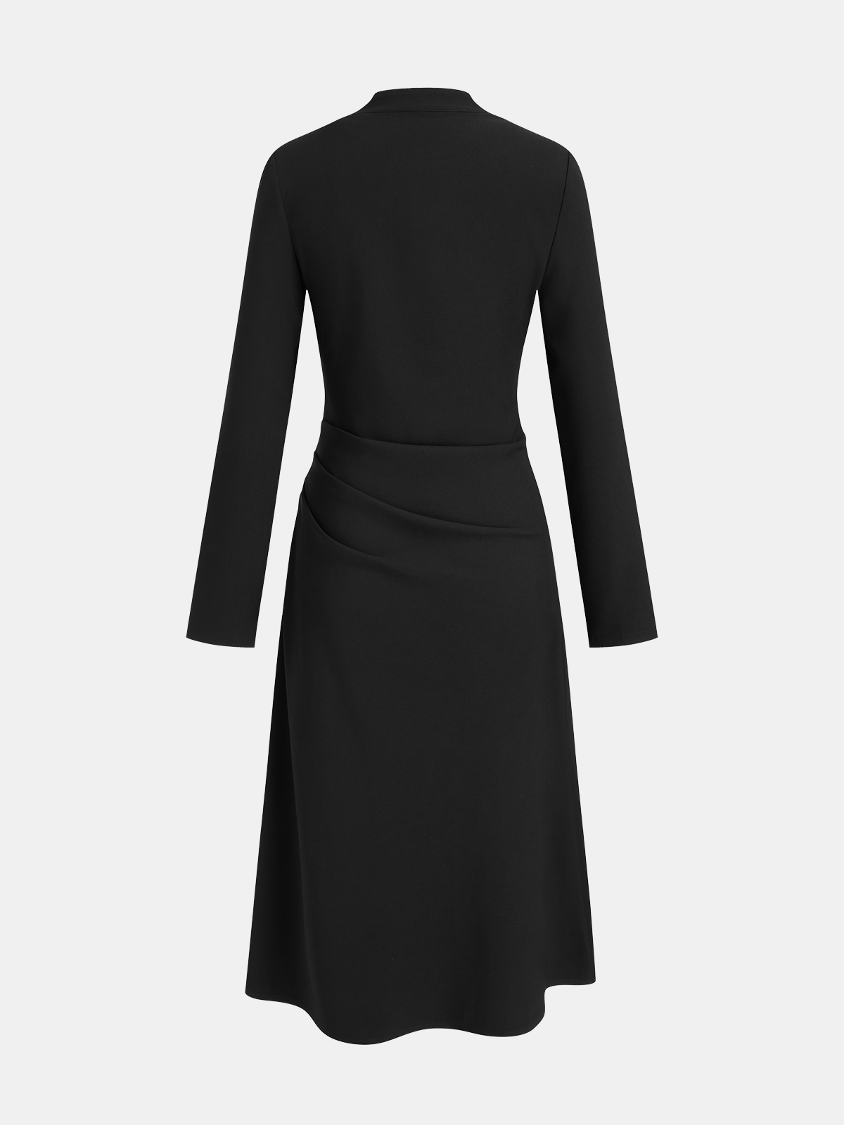 V-Neck Ruched Waist Slit Shirt Dress