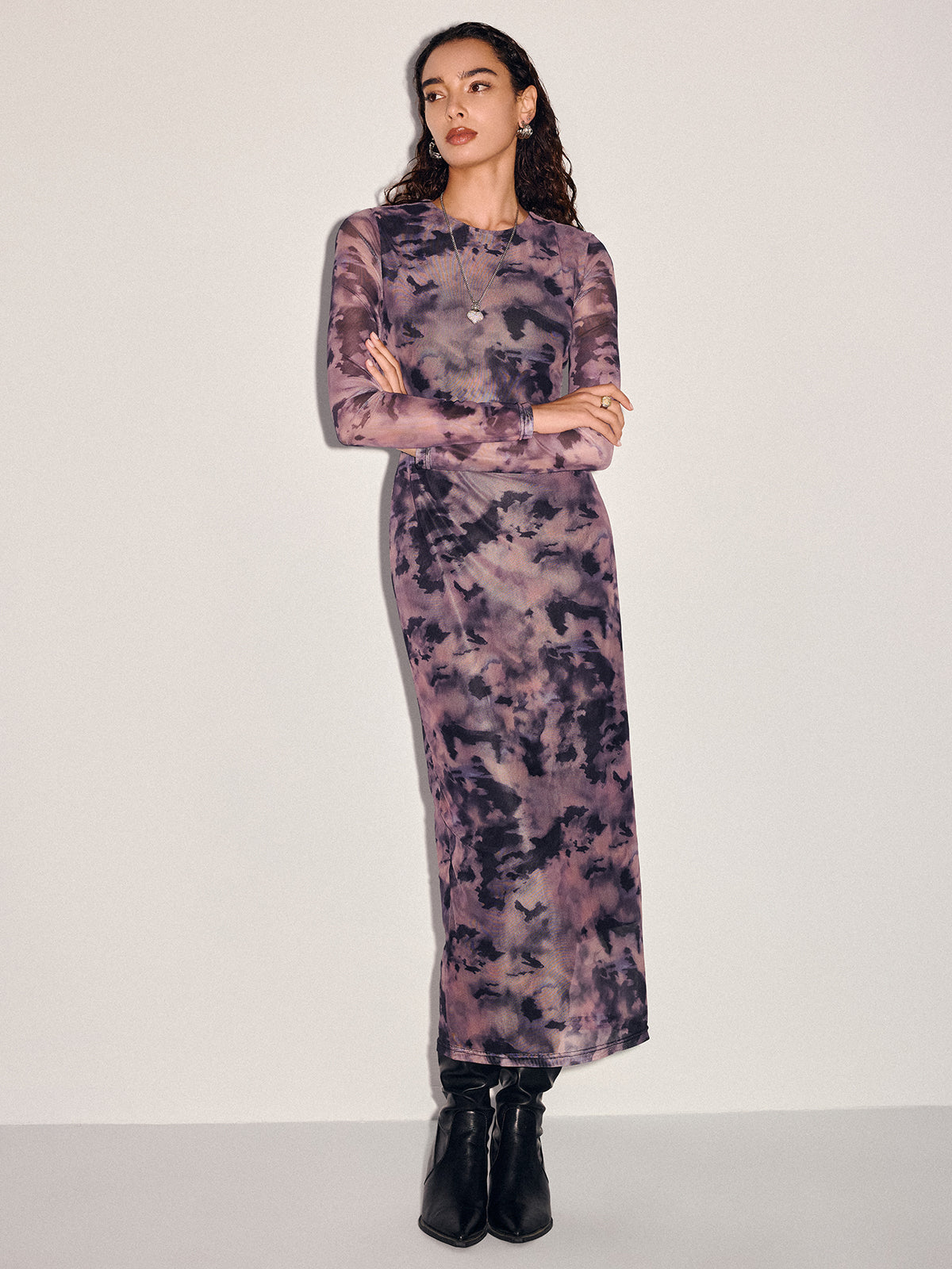 Tie-Dye Sheer Maxi Dress