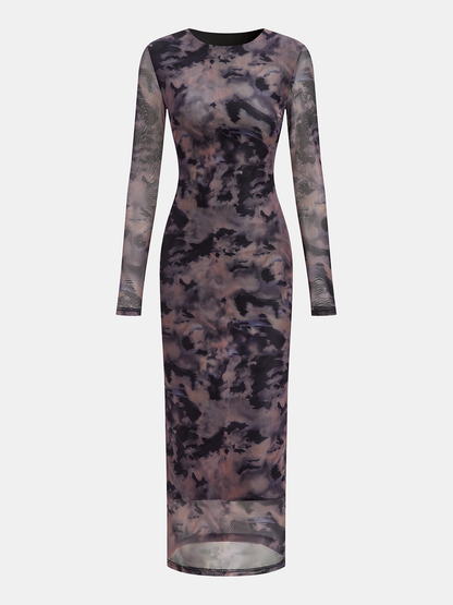 Tie-Dye Sheer Maxi Dress