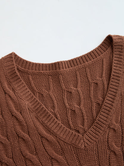 Cable-Knit V-Neck Maxi Sweater Dress