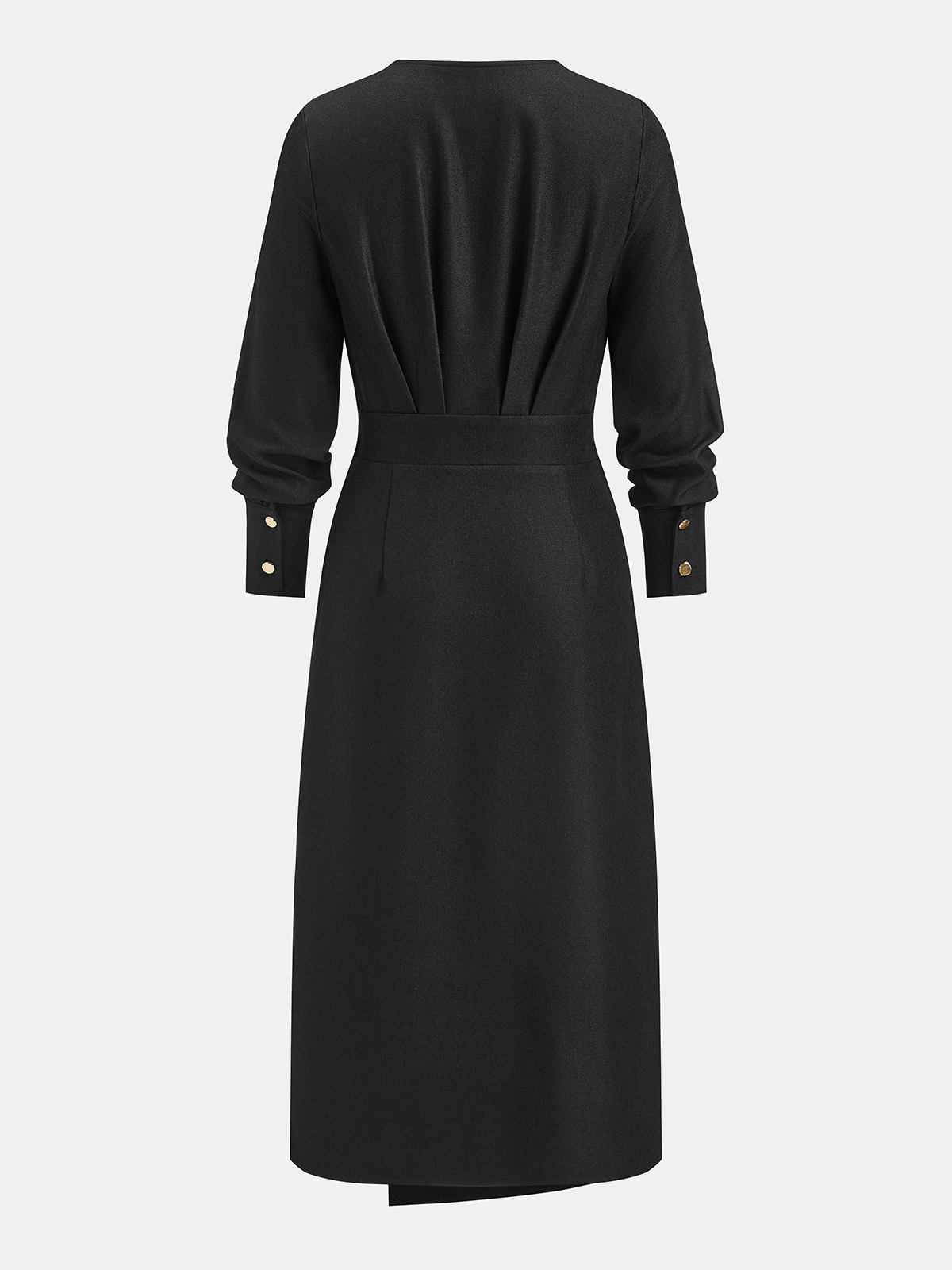 Wrap V-Neck Metal Detail Long Sleeve Maxi Dress