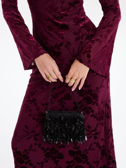 Floral-Jacquard Backless Maxi Dress