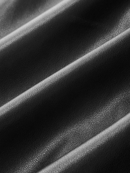 Knit & Faux Leather Panel Asymmetric Maxi Dress