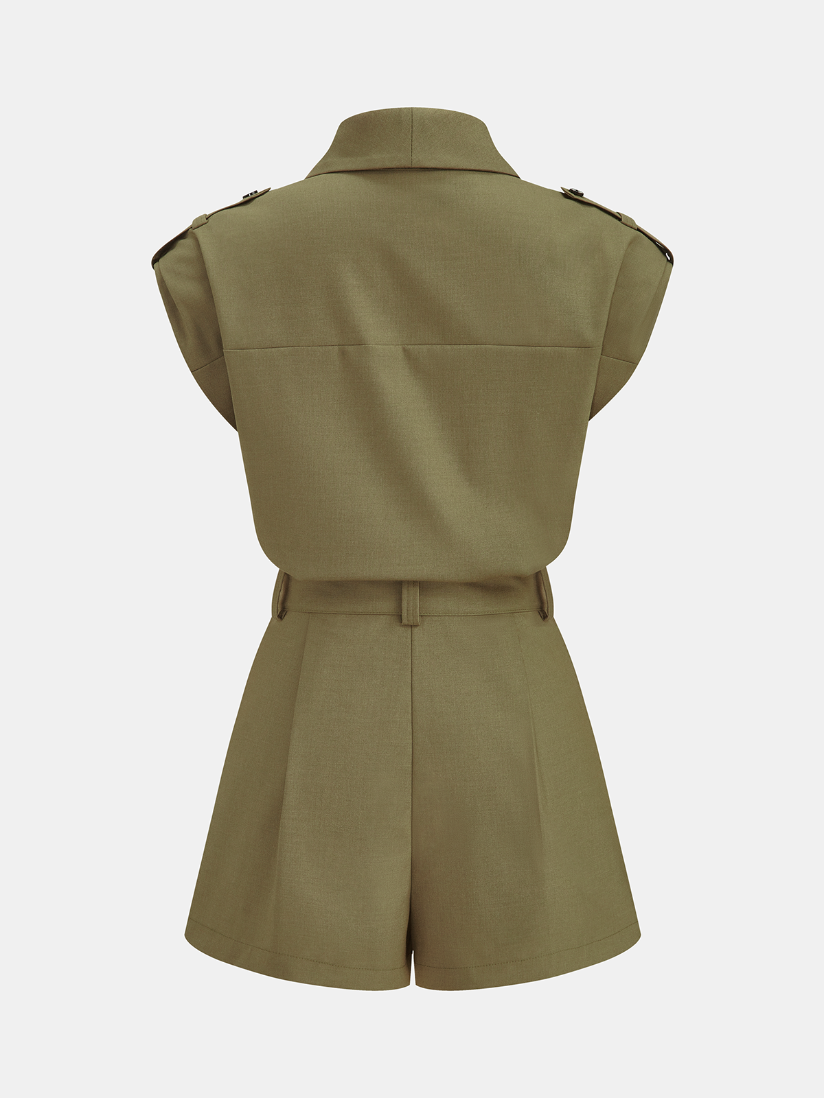 Belted Sleeveless Short Jumpsuit