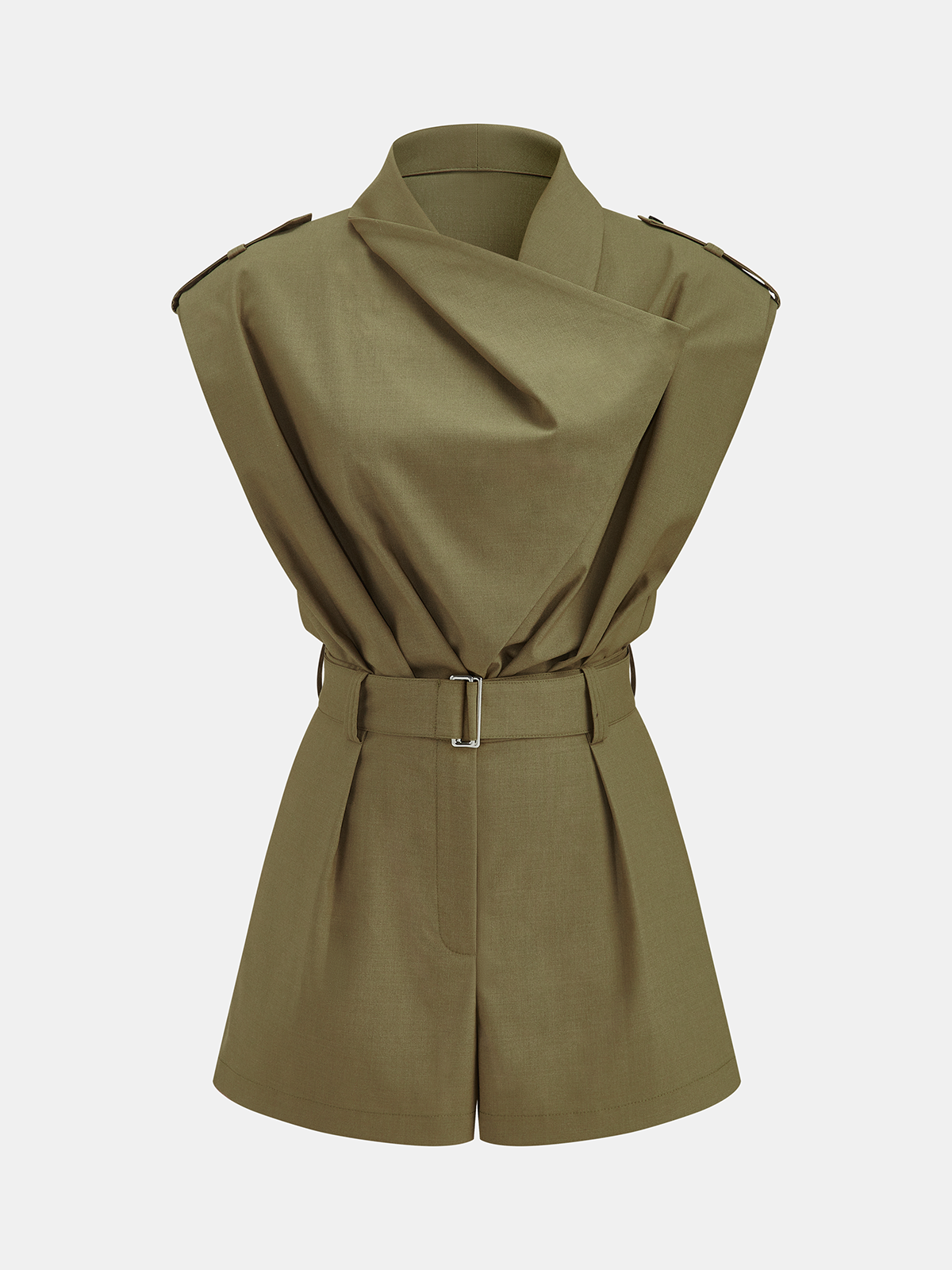 Belted Sleeveless Short Jumpsuit