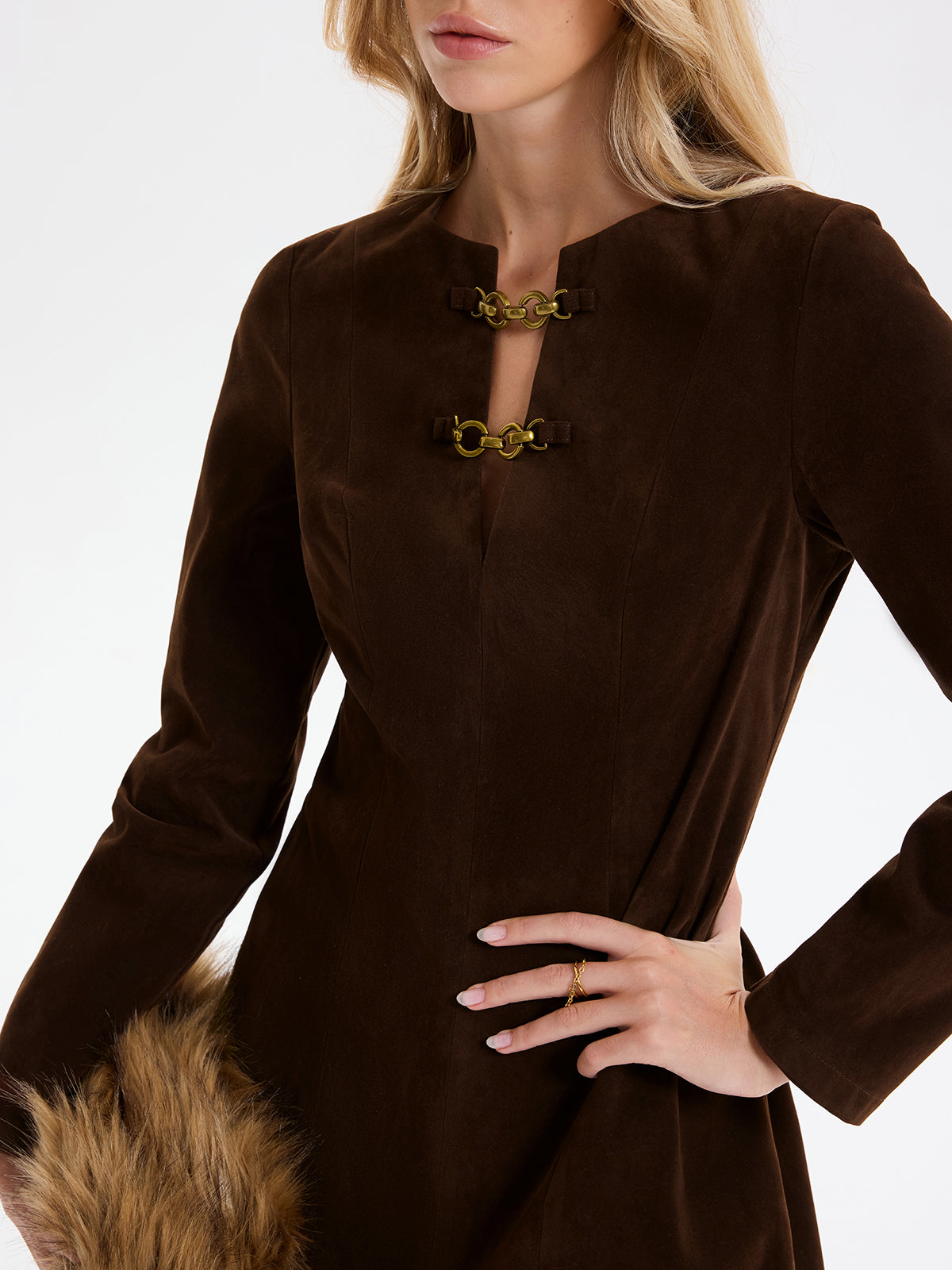 Chain Detail Long Sleeve Mini Dress
