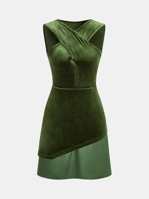 Velvet Sleeveless Asymmetric Dress