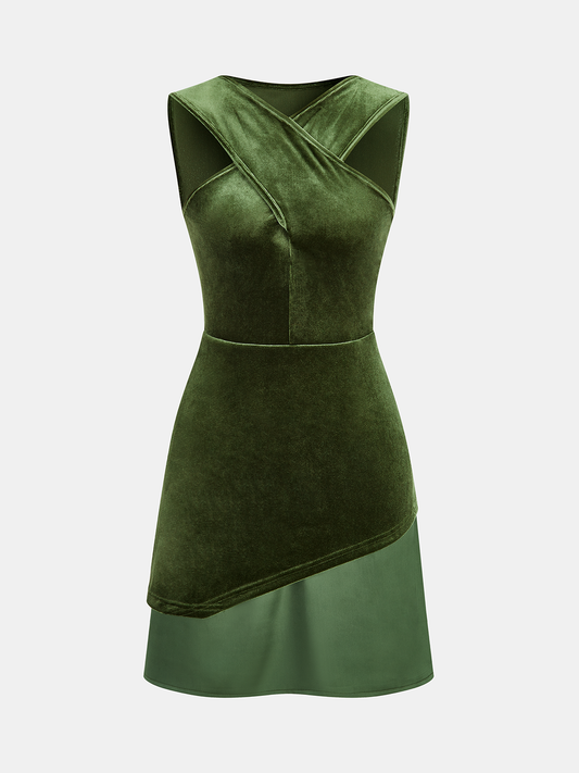 Velvet Sleeveless Asymmetric Dress
