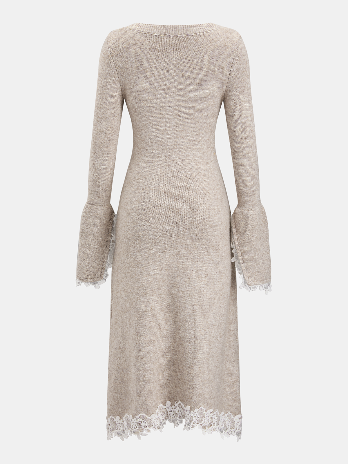 Wool-Blend Lace-Trim Square-Neck Dress