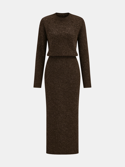Wool-Blend Fuzzy Midi Dress