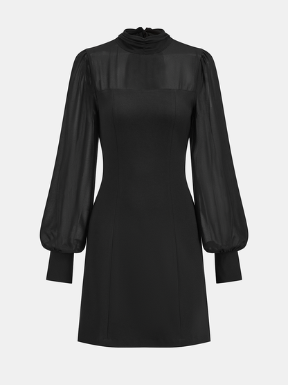 Sheer Chiffon Paneled A-Line Mini Dress