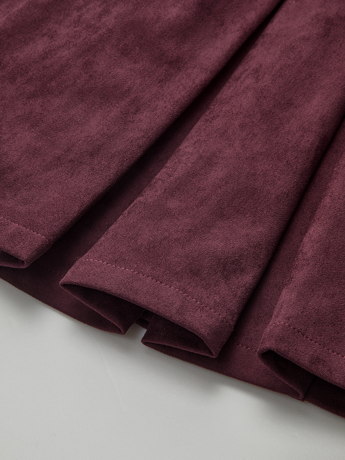 Belted Suede Pleated Mini Dress