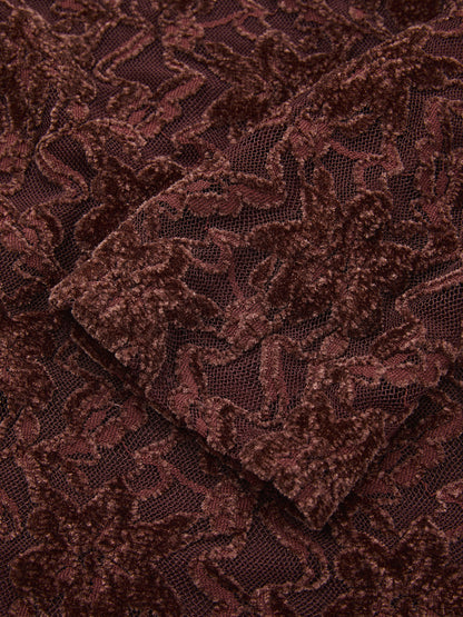 Lace-Jacquard Long-Sleeve Mini Dress