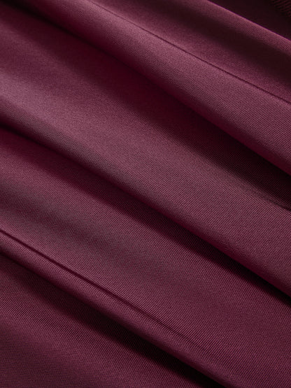 Satin Panel Long-Sleeve Fitted Mini Dress
