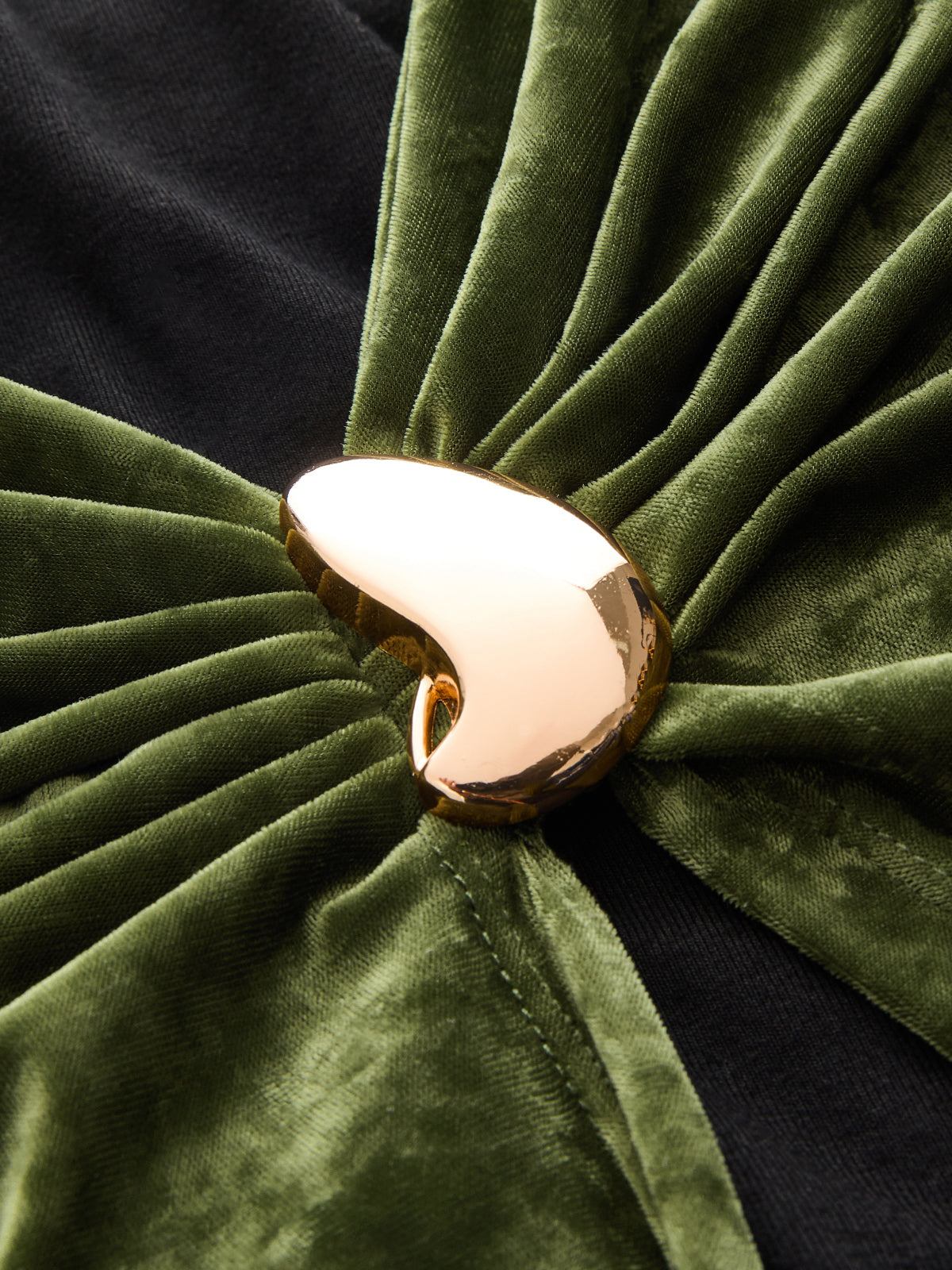 Metal Detail Color-Block Velvet Panel Dress