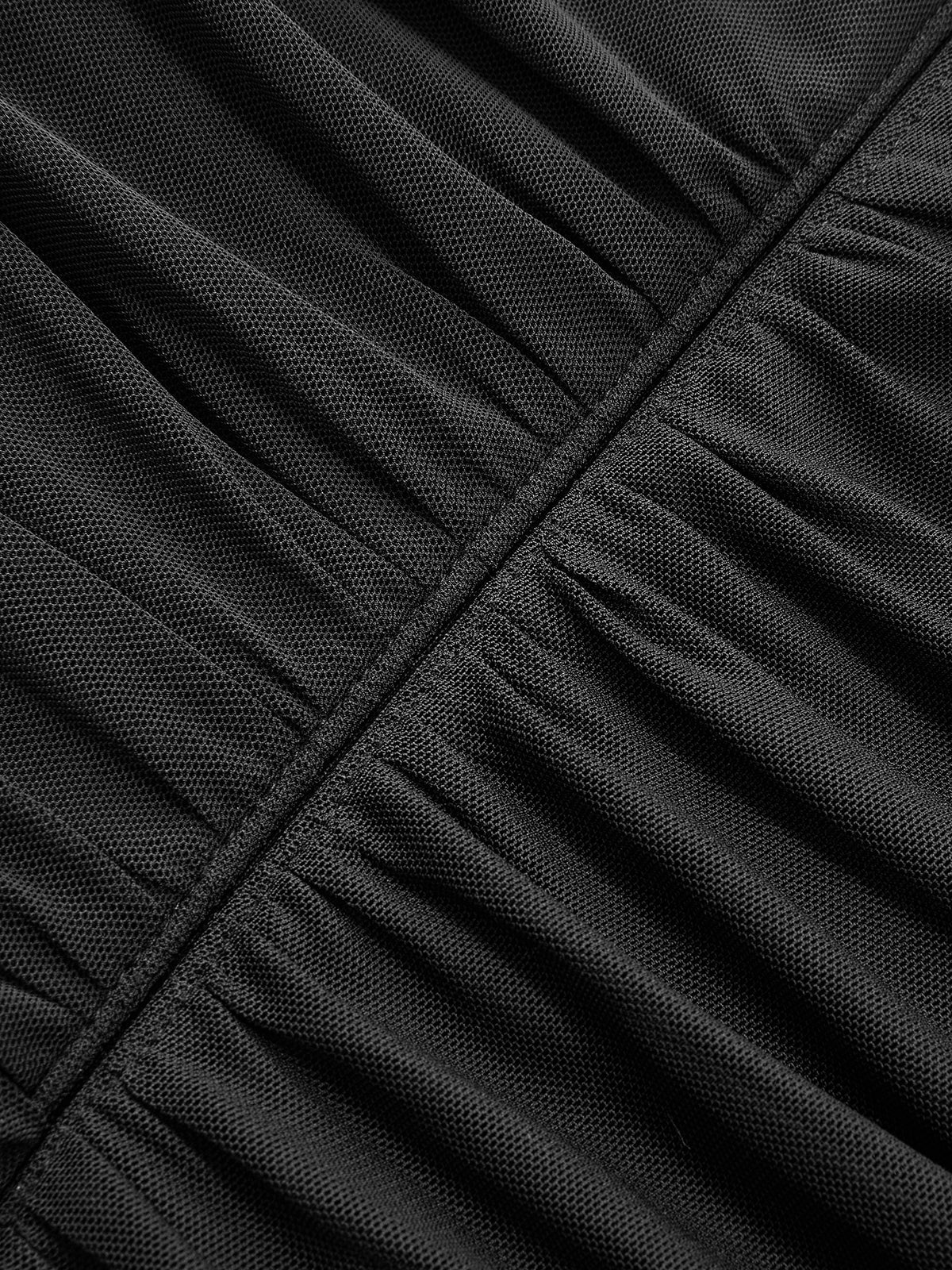 Draped Mesh Cape Sleeve Maxi Dress