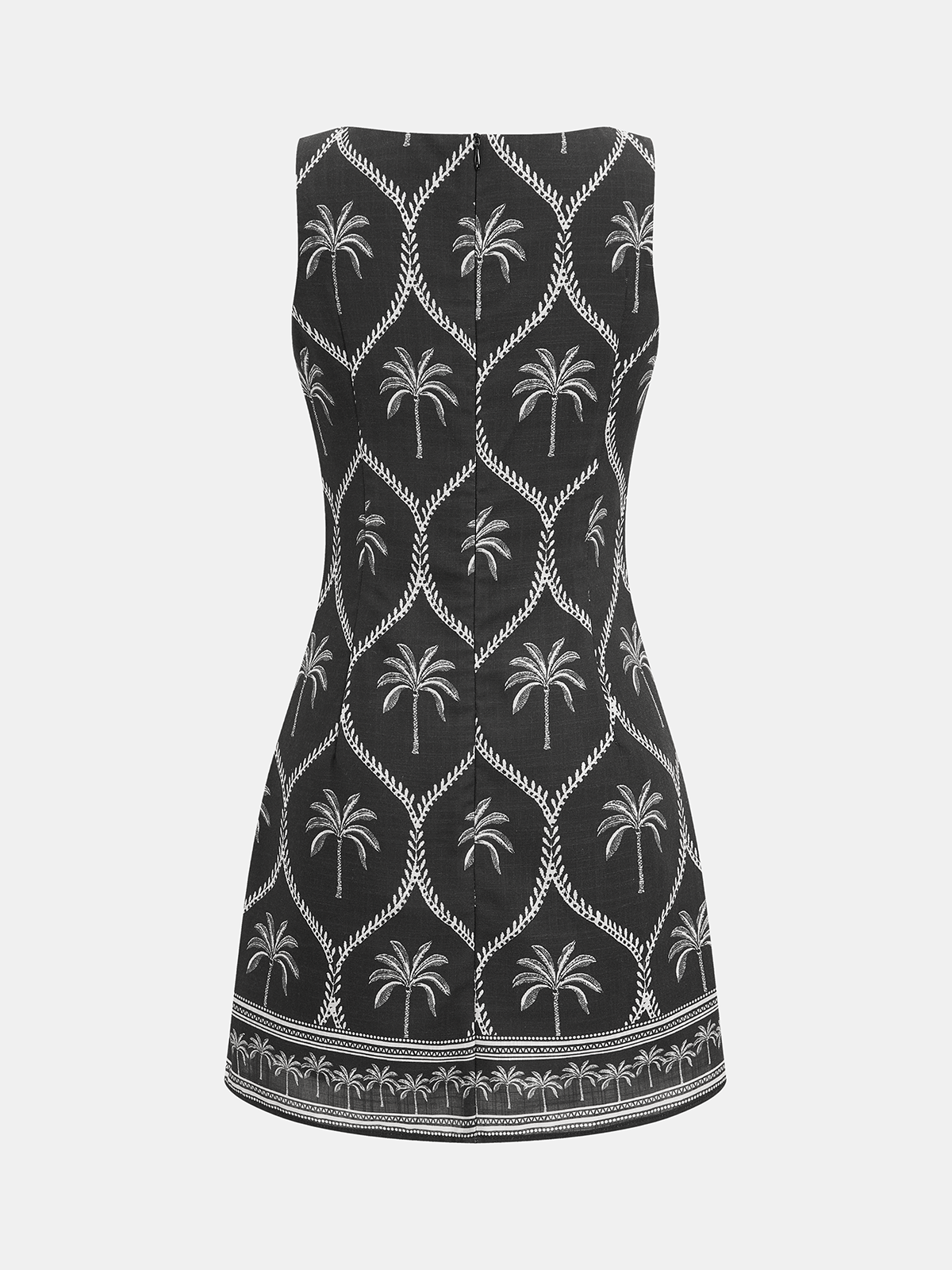 Sleeveless Palm Tree Print Mini Dress