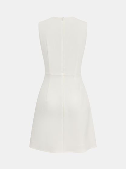 Chain Detail Pleated Sleeveless Mini Dress