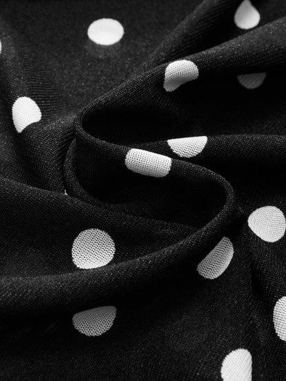 Polka Dot Sheer-Mesh Ruched Maxi Dress