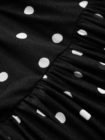 Polka Dot Sheer-Mesh Ruched Maxi Dress