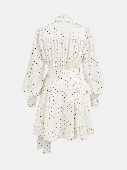 Polka Dot Wrap Tie Waist Mini Dress