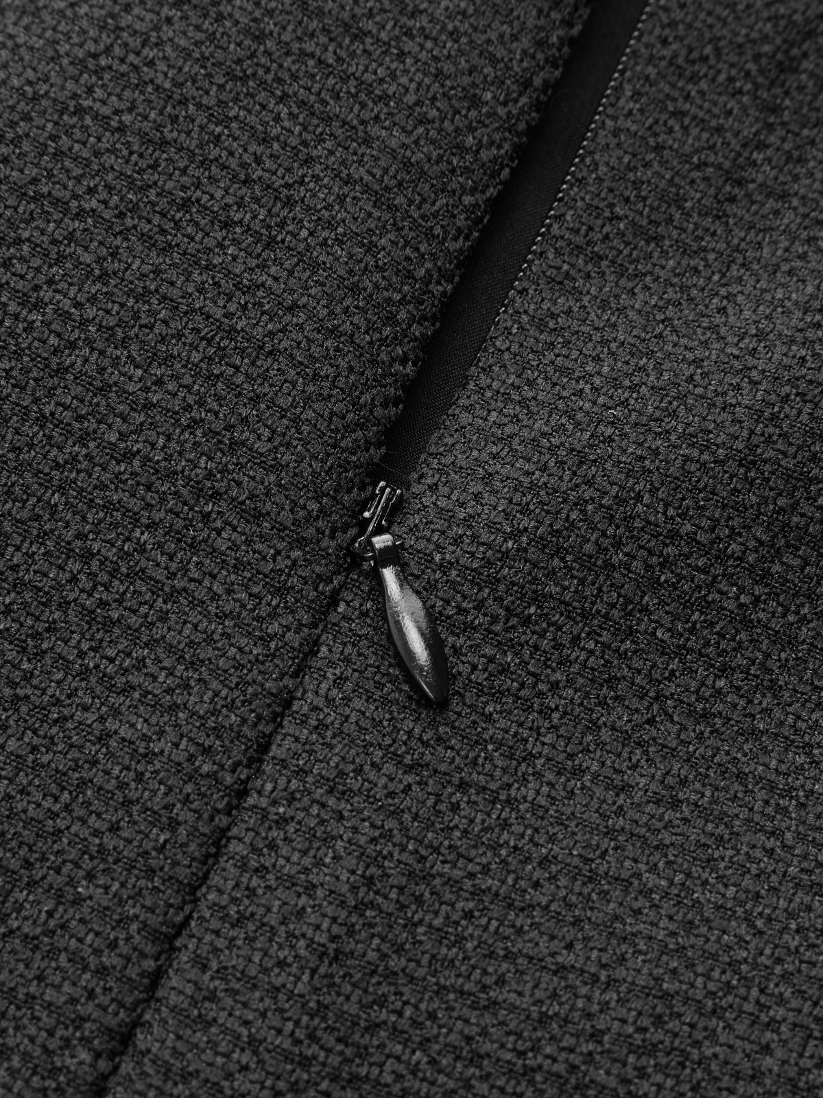 Sheer Sleeve Metal Detail Tweed Mini Dress