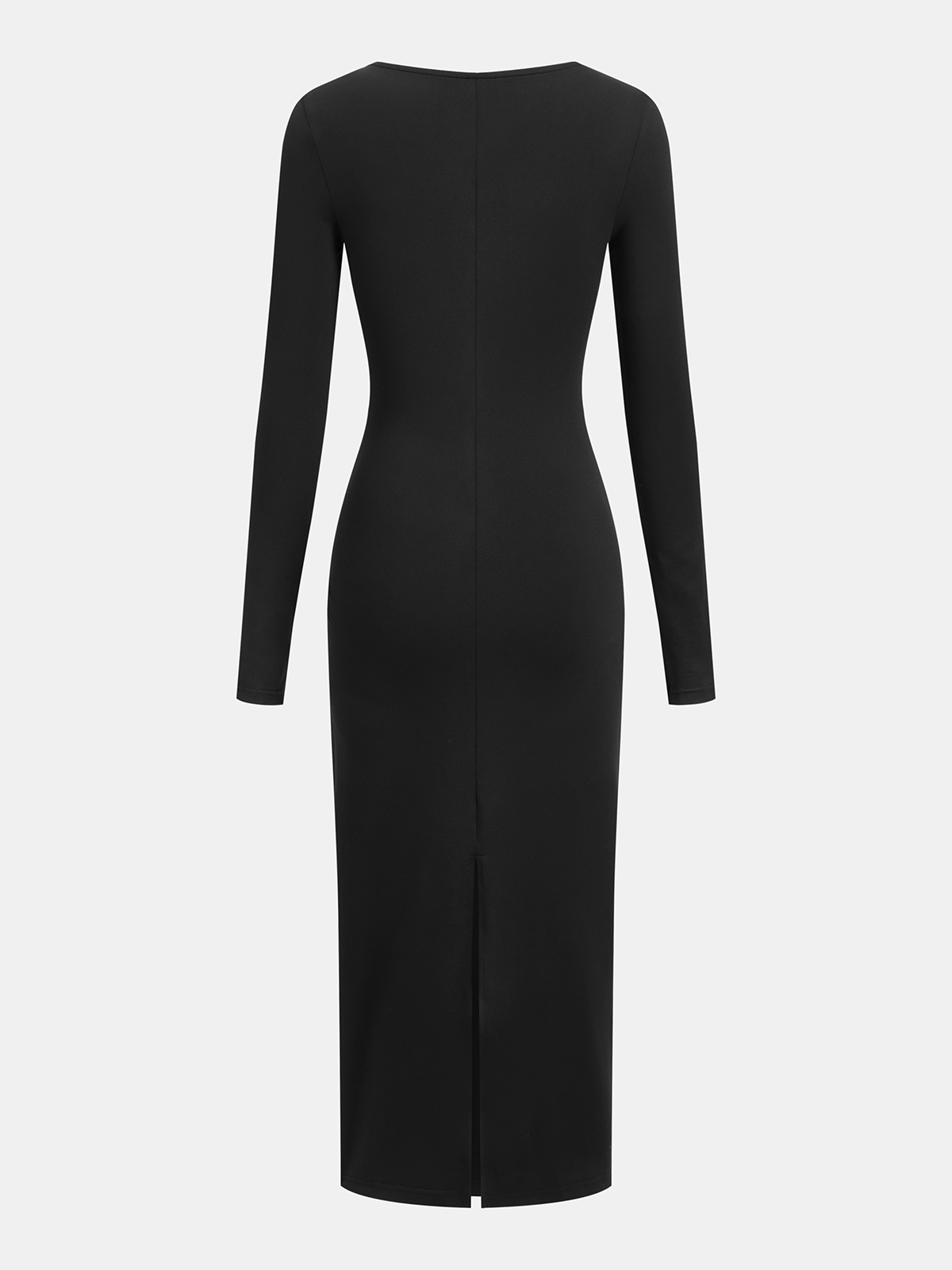 Metal Detail Long-Sleeve Midi Dress