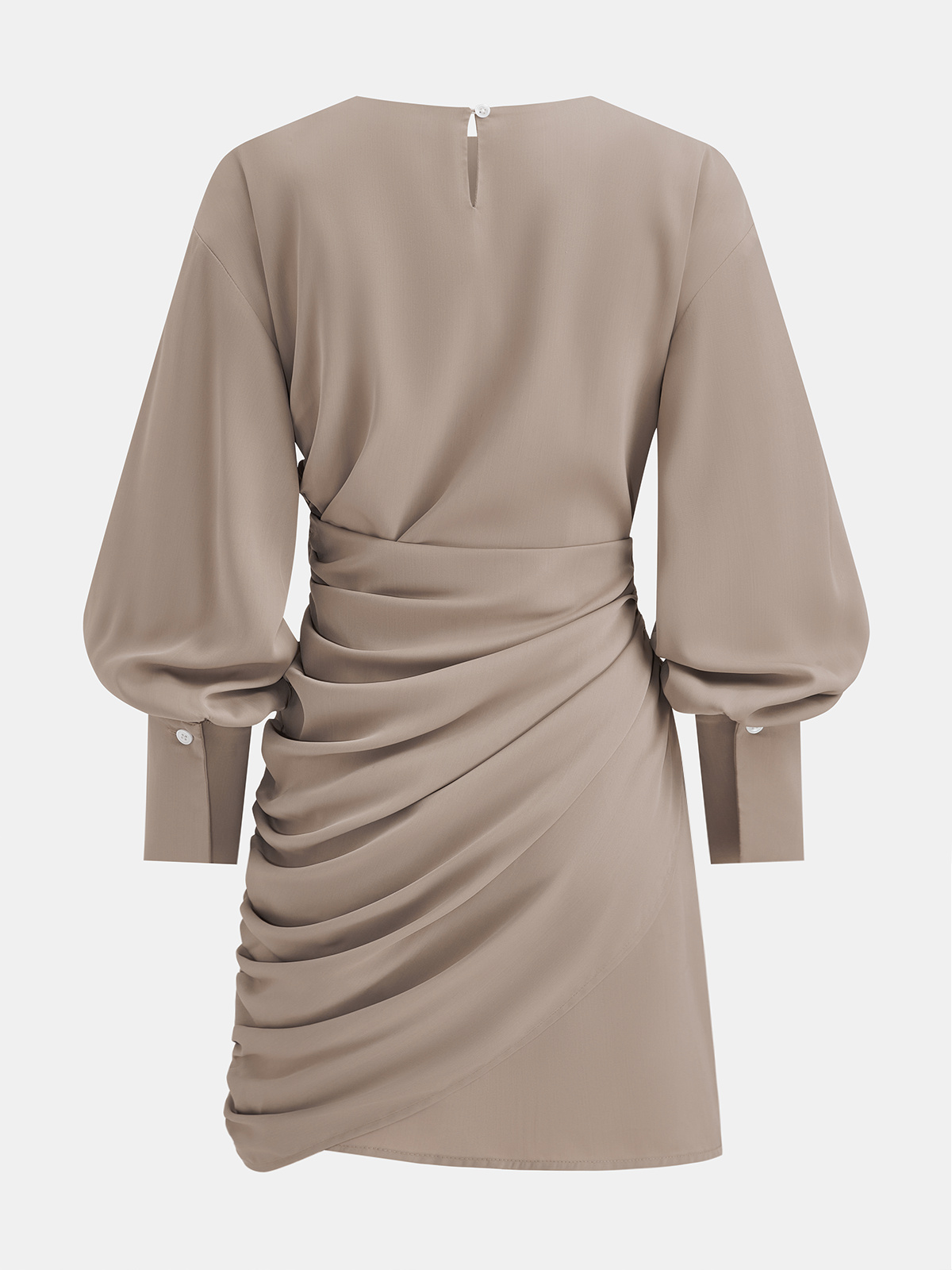 Bishop Sleeve Draped Mini Dress