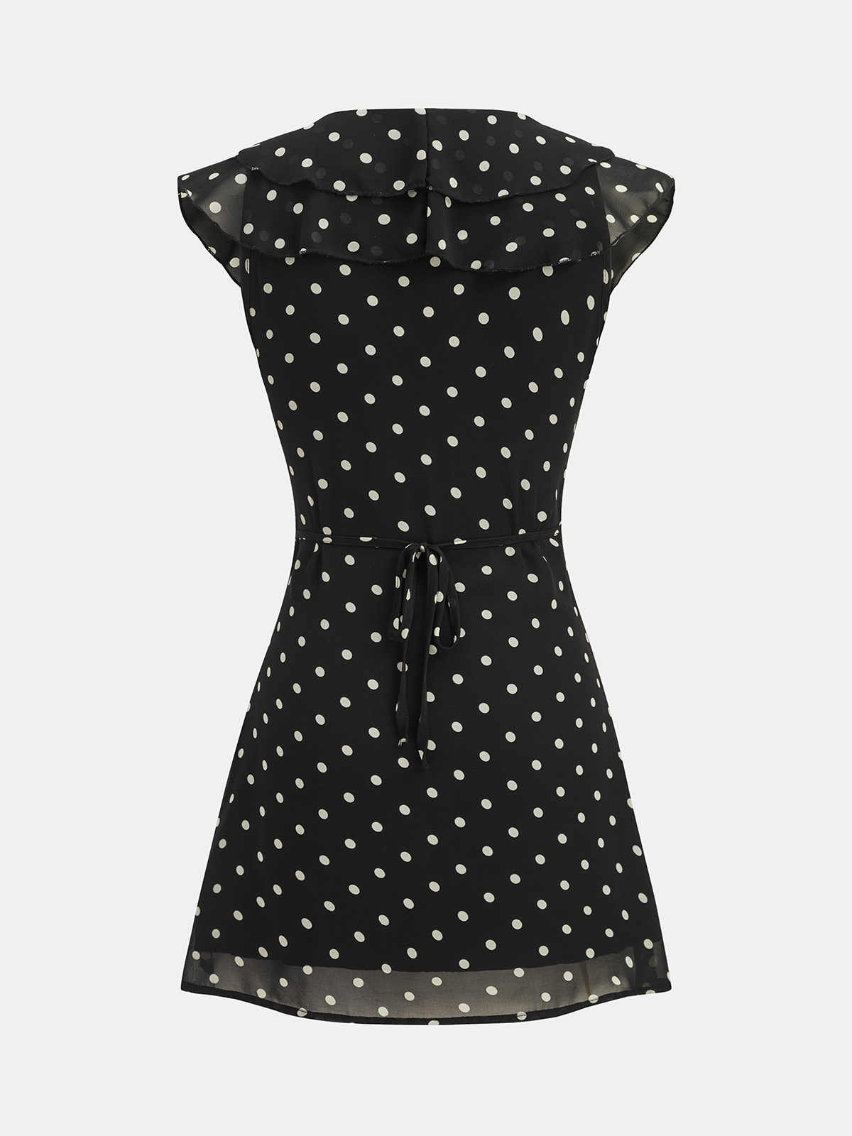 Polka Dot V-Neck Ruffle Dress