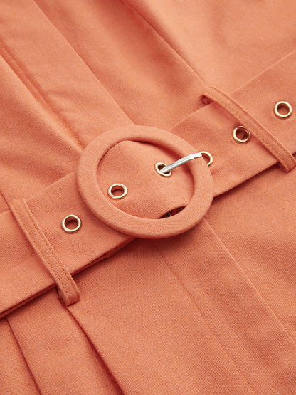 Halter Collared Backless Belted Romper
